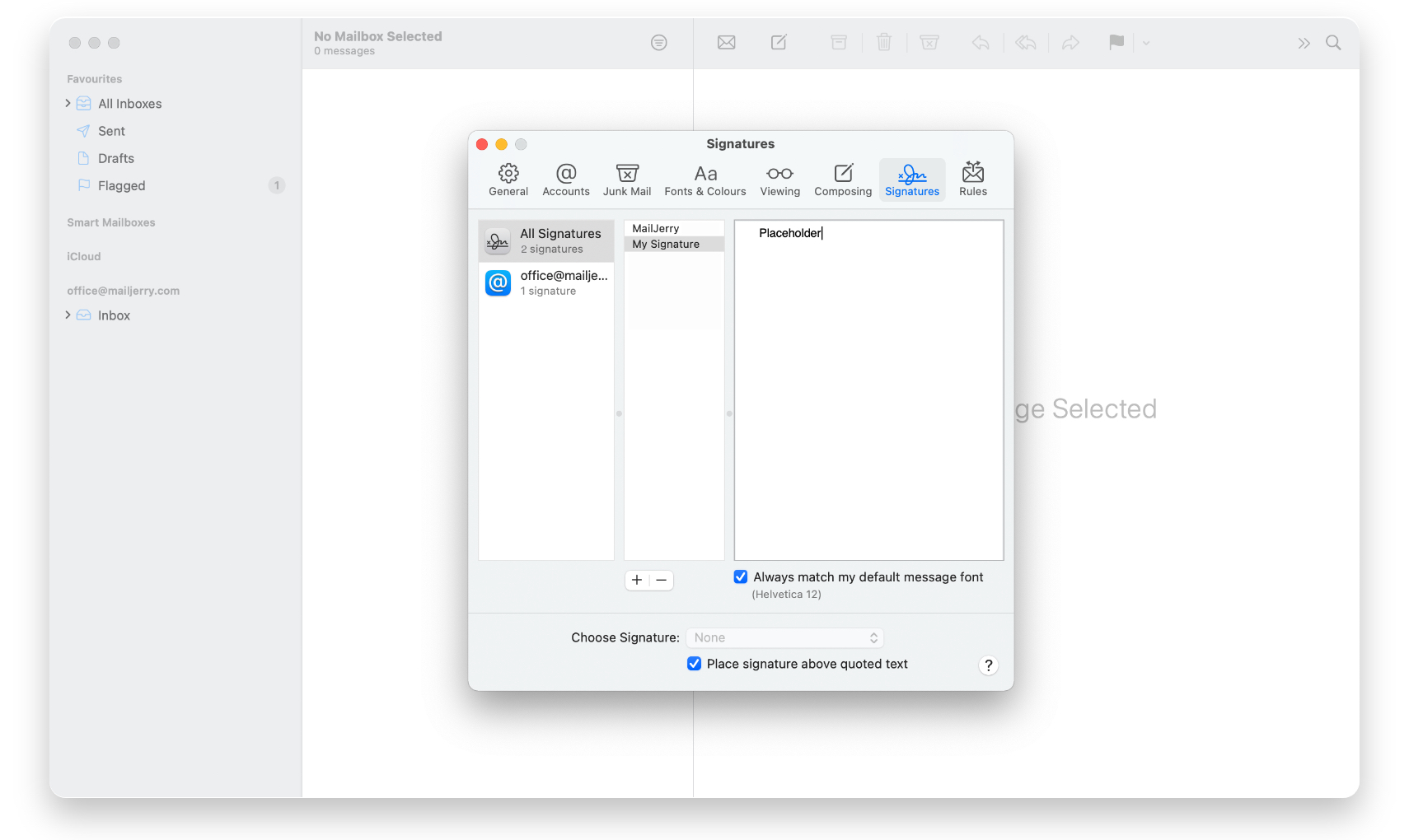 Add a placeholder to your Apple Mail HTML Signature
