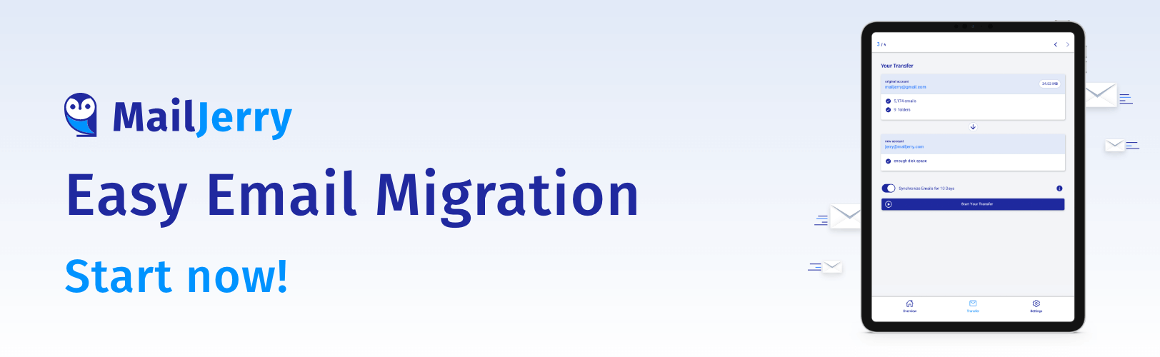 Start Start your free email migration with the email migration service