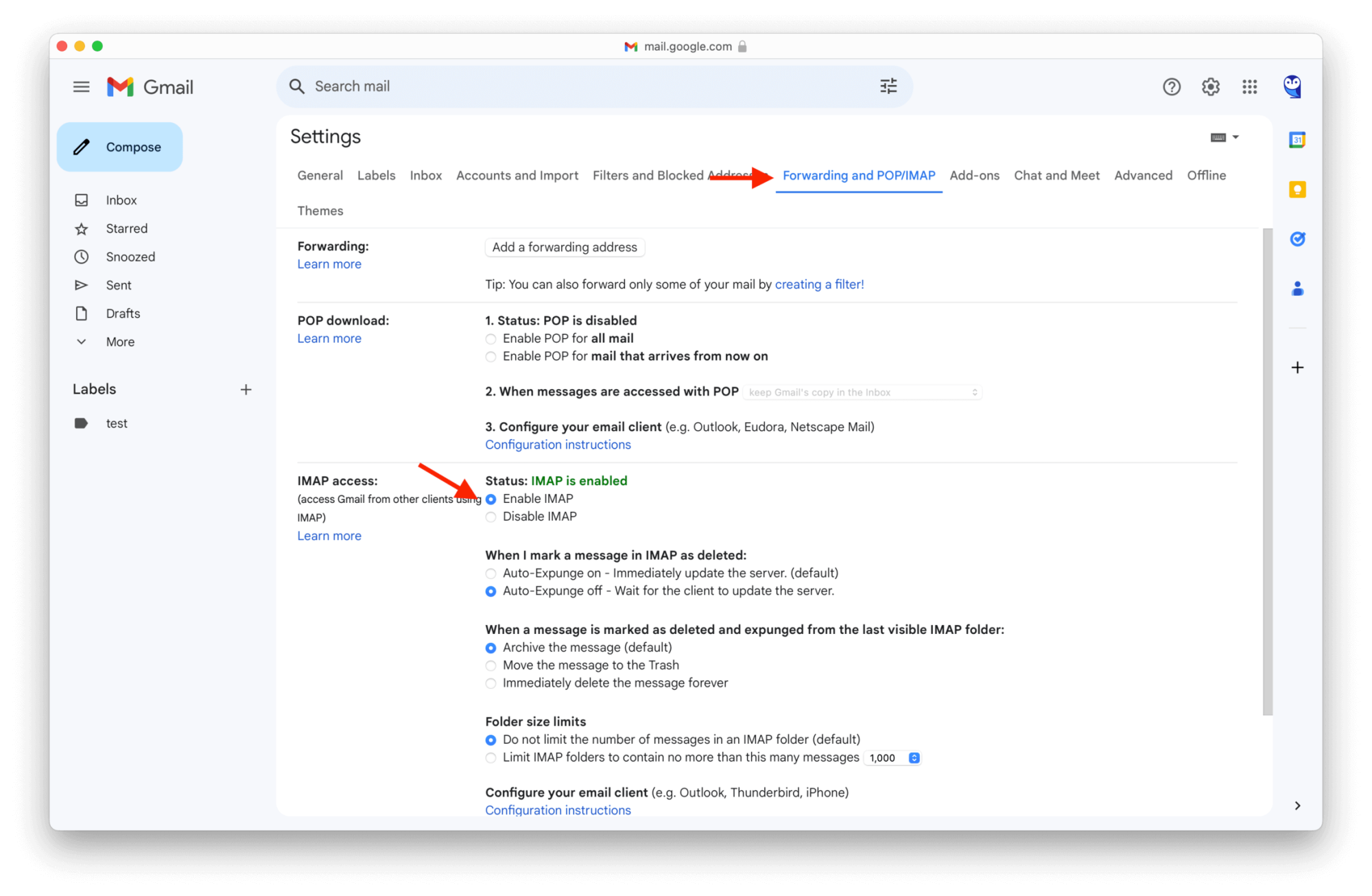 Gmail Migration: Enable IMAP – Forwarding and POP/IMAP