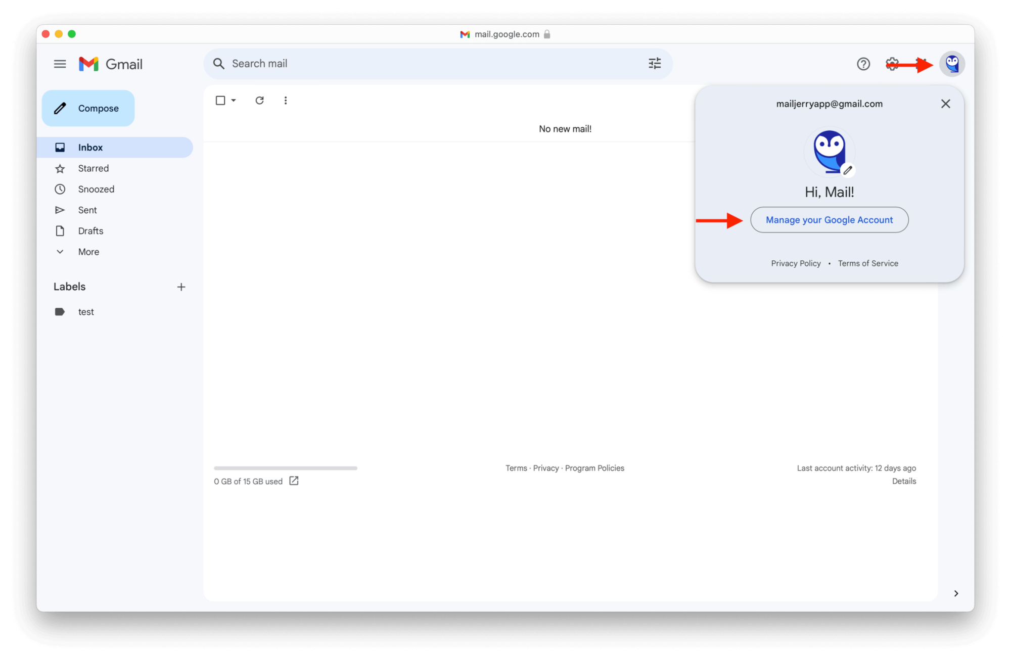 Gmail Migration: Create App Password – Manage Account