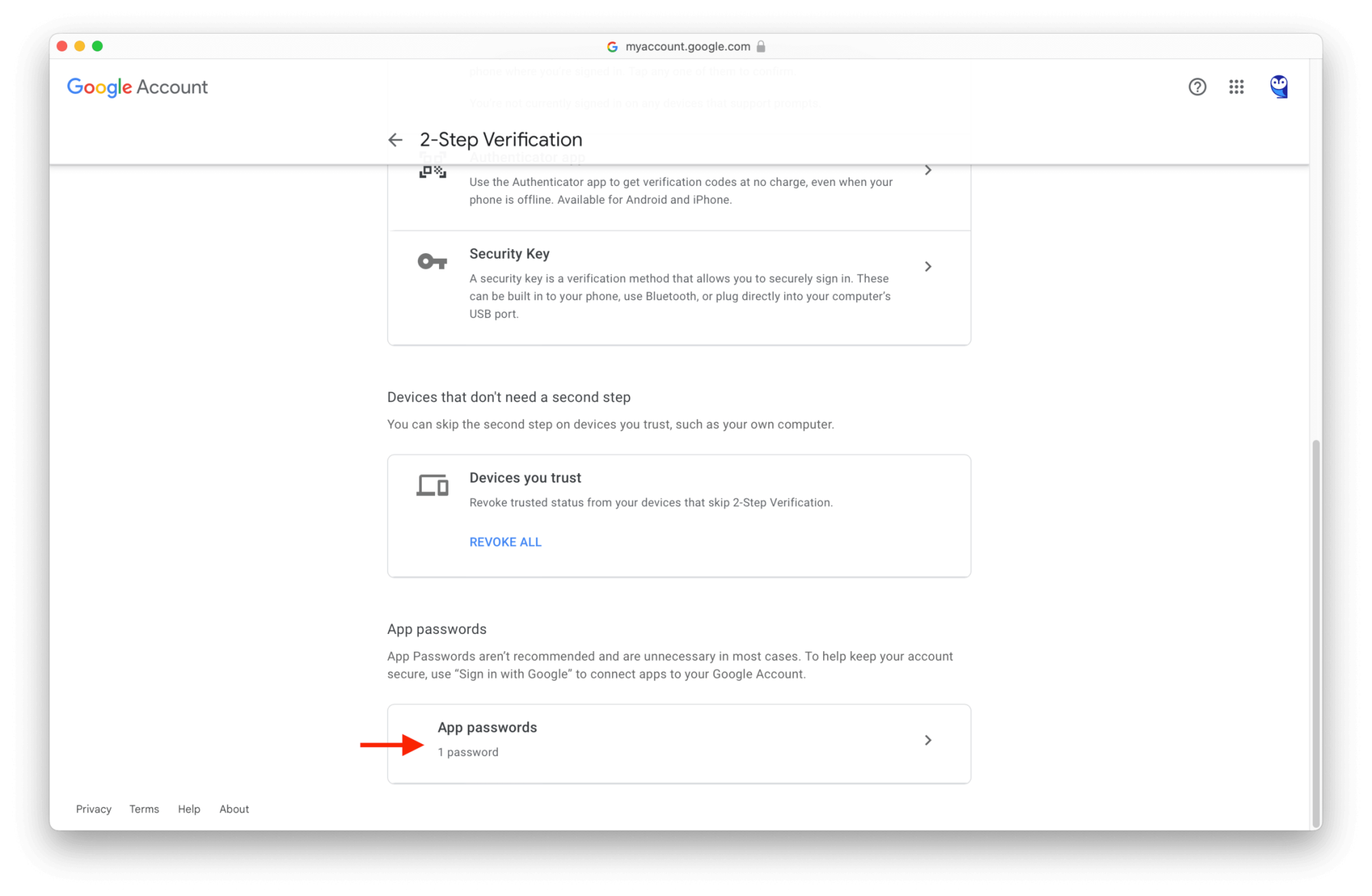 Gmail Migration: Create App Password – Open App Passwords