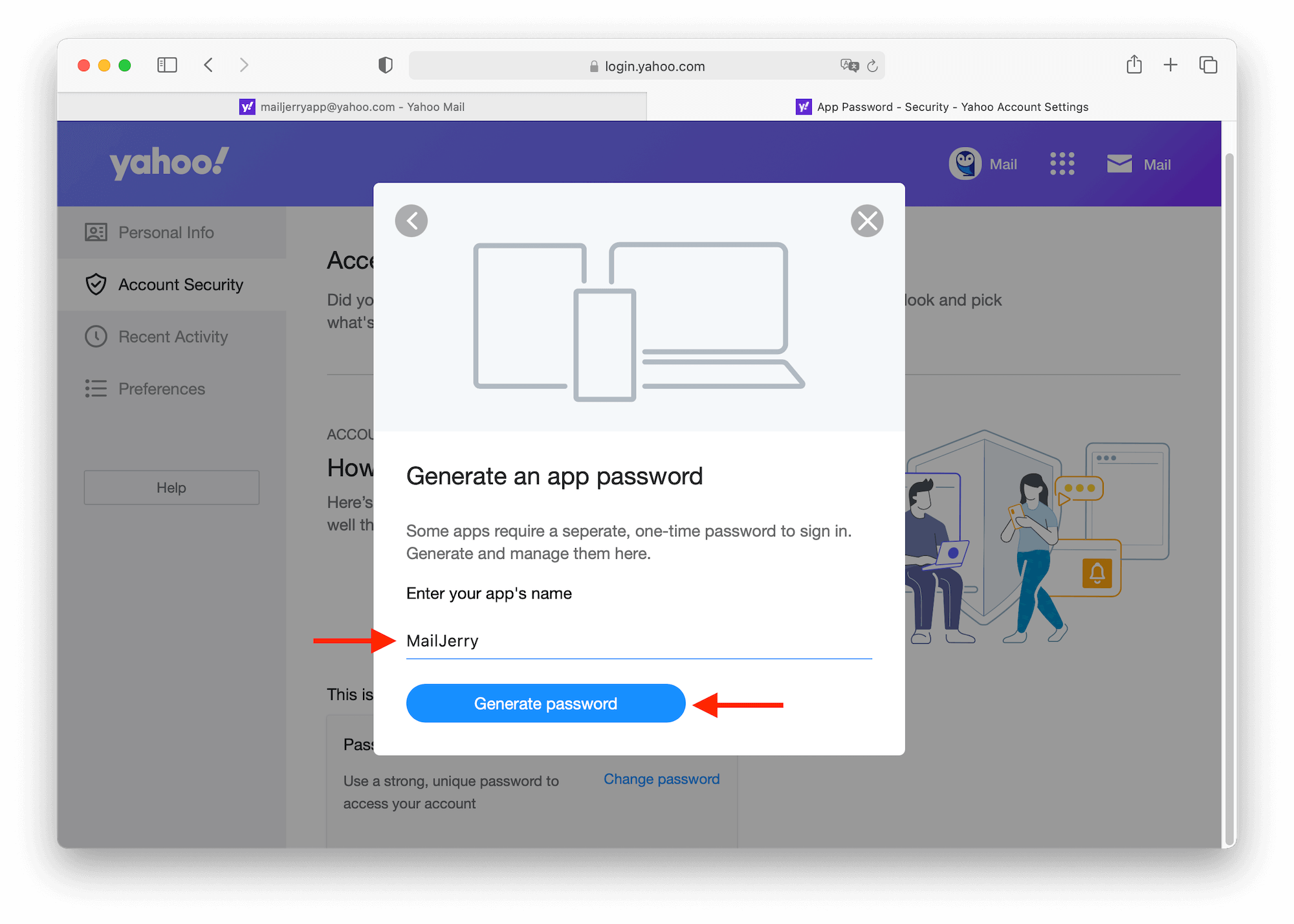 Transfer Yahoo Mail to Gmail: Generate App Password for Yahoo Mail