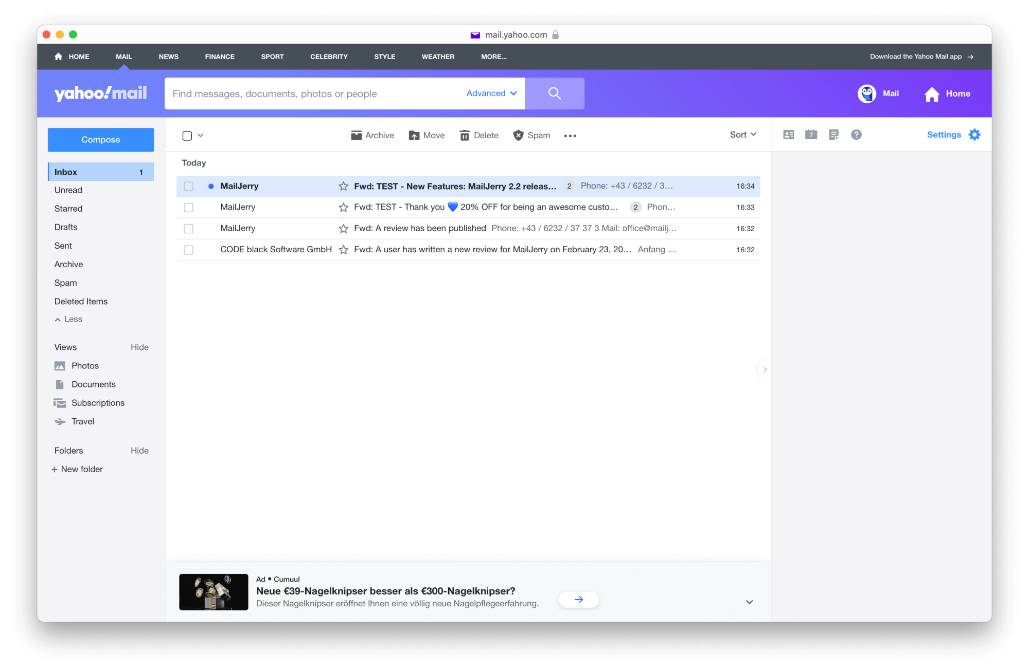 Yahoo Mail vs Gmail: Yahoo Mail Client